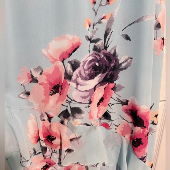 Lulu's Light Blue Floral dress - Picture 4 of 7